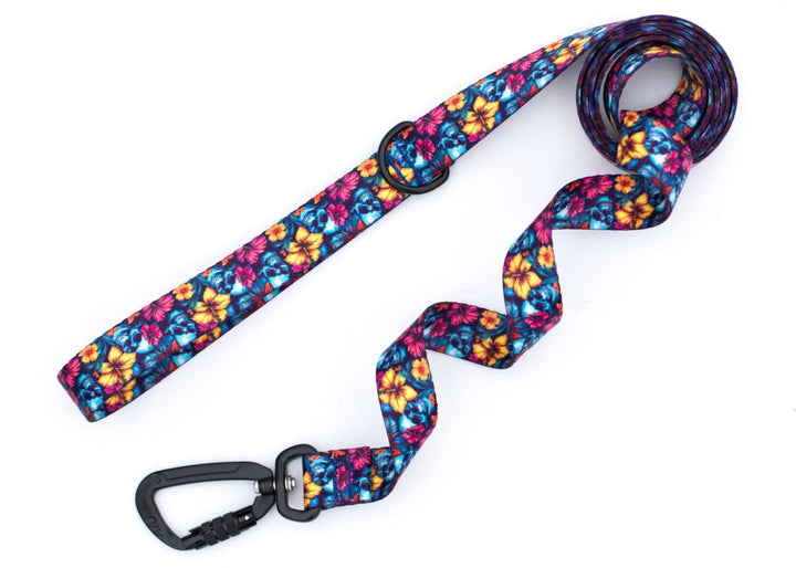 Floral Skulls Dog Leash | Tropical Dog Gear
