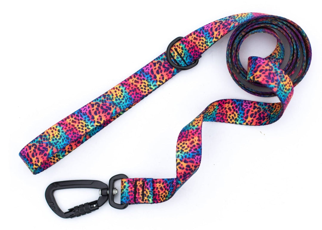 Rainbow Leopard Spots Dog Leash | Stylish & Durable Floral Dog Gear