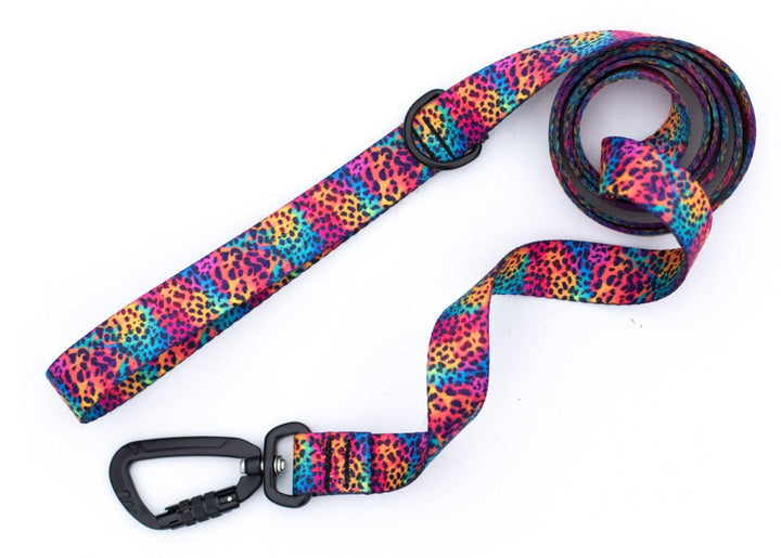Rainbow Leopard Spots Dog Leash | Stylish & Durable Floral Dog Gear