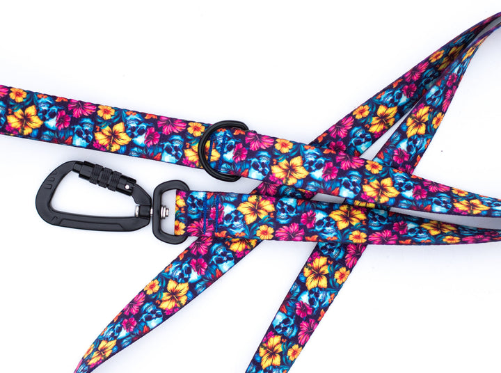 Floral Skulls Dog Leash | Tropical Dog Gear