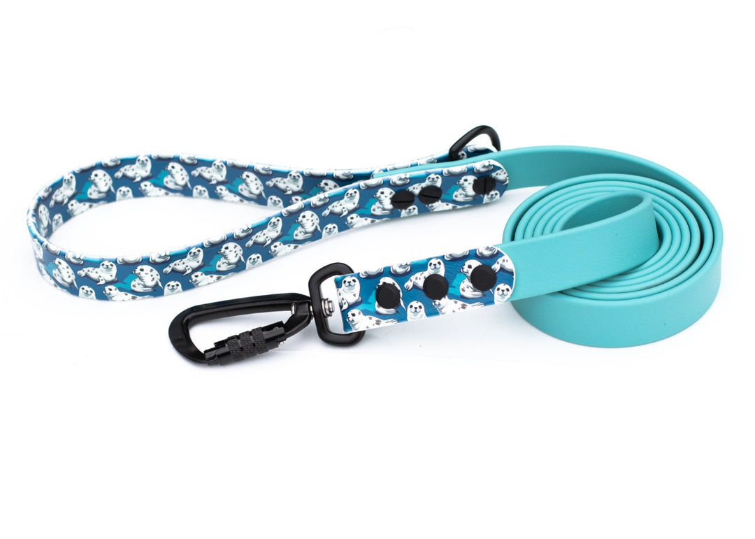 Cute Seals UV printed BioThane® Dog Leash | Waterproof Dog Gear | SeaFlower Co