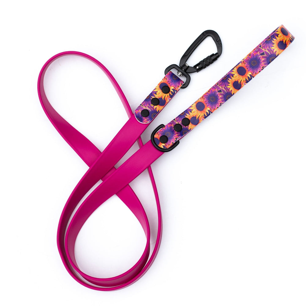 Purple Sunflower UV printed BioThane® Dog Leash | Waterproof Dog Gear | SeaFlower Co
