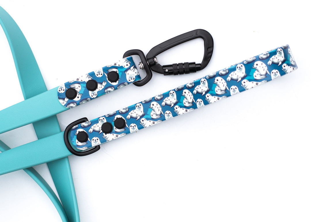 Cute Seals UV printed BioThane® Dog Leash | Waterproof Dog Gear | SeaFlower Co