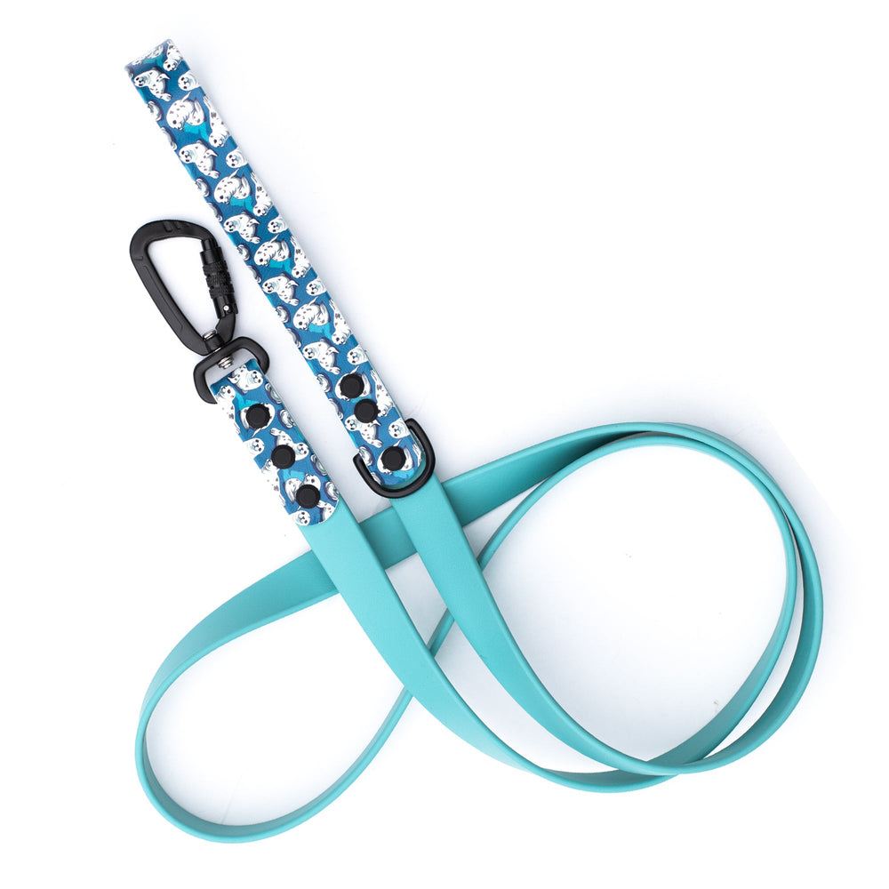 Cute Seals UV printed BioThane® Dog Leash | Waterproof Dog Gear | SeaFlower Co