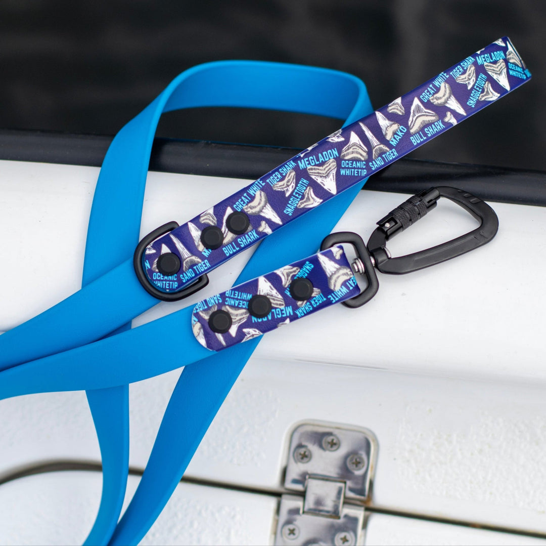 Shark Teeth UV printed BioThane® Dog Leash | Waterproof Dog Gear | SeaFlower Co