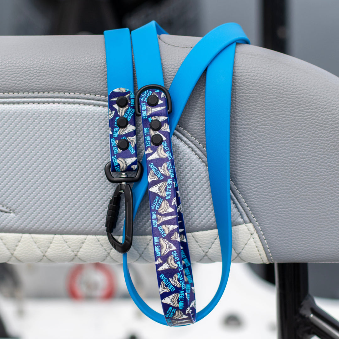 Shark Teeth UV printed BioThane® Dog Leash | Waterproof Dog Gear | SeaFlower Co