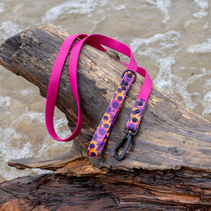 Purple Sunflower UV printed BioThane® Dog Leash | Waterproof Dog Gear | SeaFlower Co