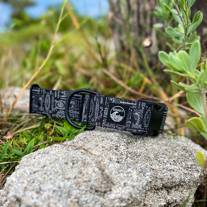 Black & White Surf Tribal Dog Collar