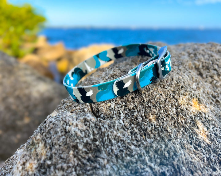 Ocean Waves BioThane® Dog Collar | SeaFlower Co