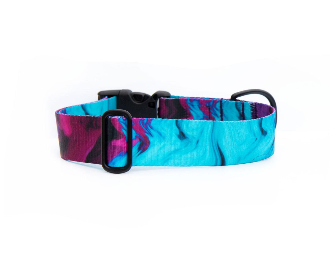 Teal & Purple Abstract Dog Collar | SeaFlower Co