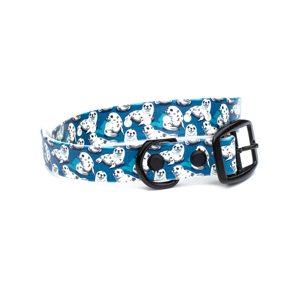 Cute Seals UV printed BioThane® Dog Collar | Waterproof Dog Gear | SeaFlower Co