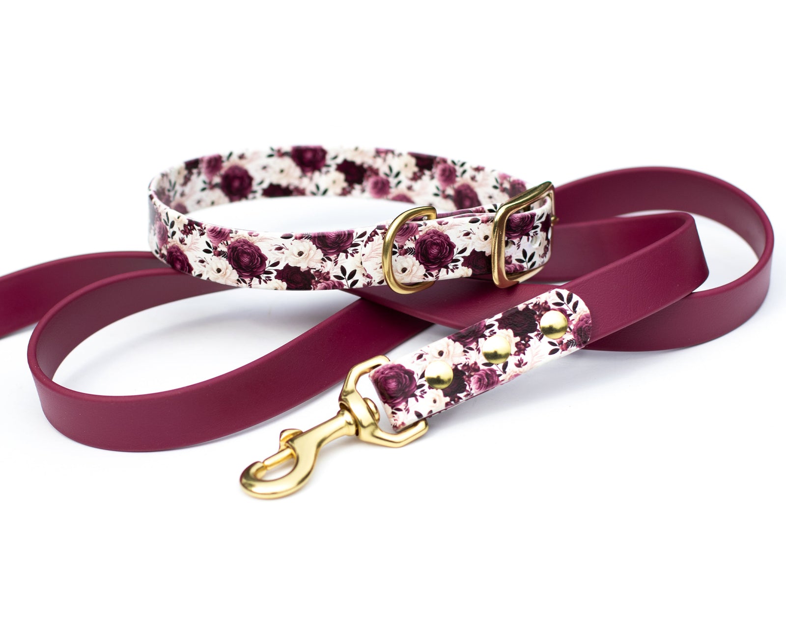 Merlot Fall Floral BioThane® Collar | Waterproof Gear