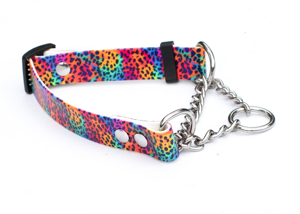 Rainbow Leopard Adjustable Biothane Collar | SeaFlower Co