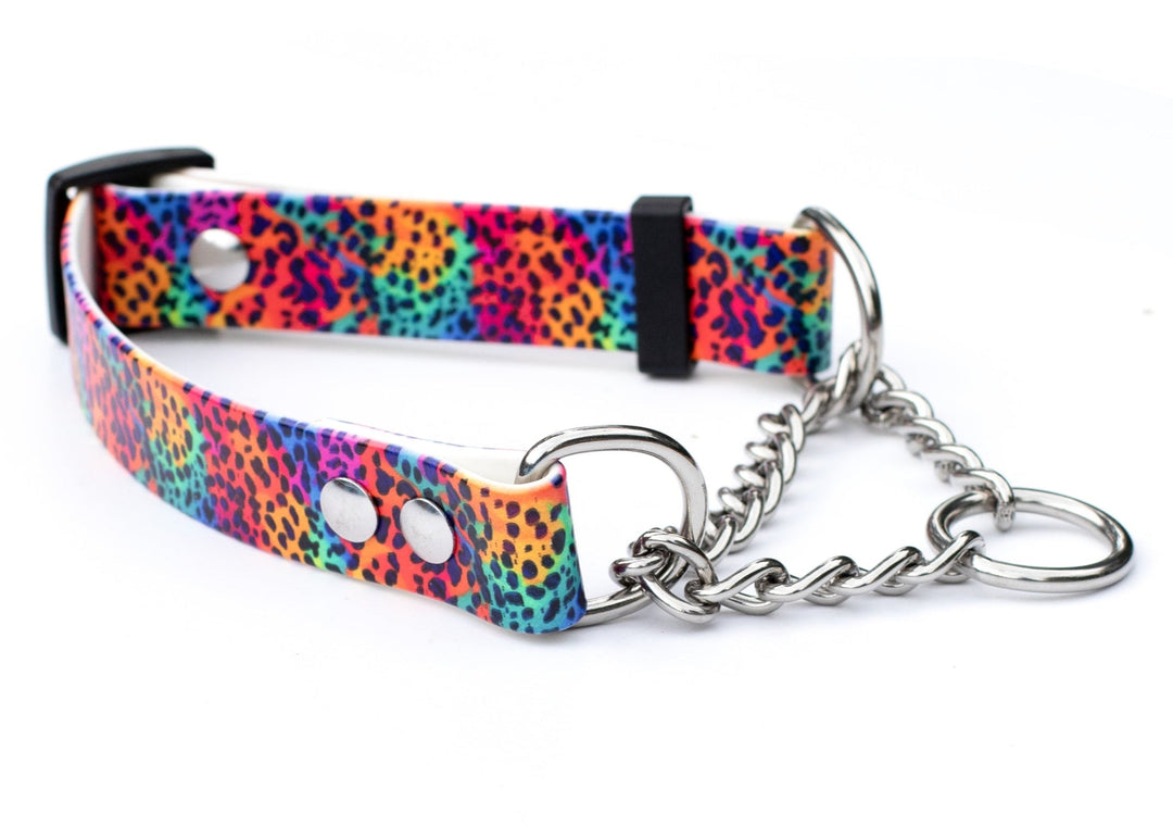 Rainbow Leopard Adjustable Biothane Collar | SeaFlower Co