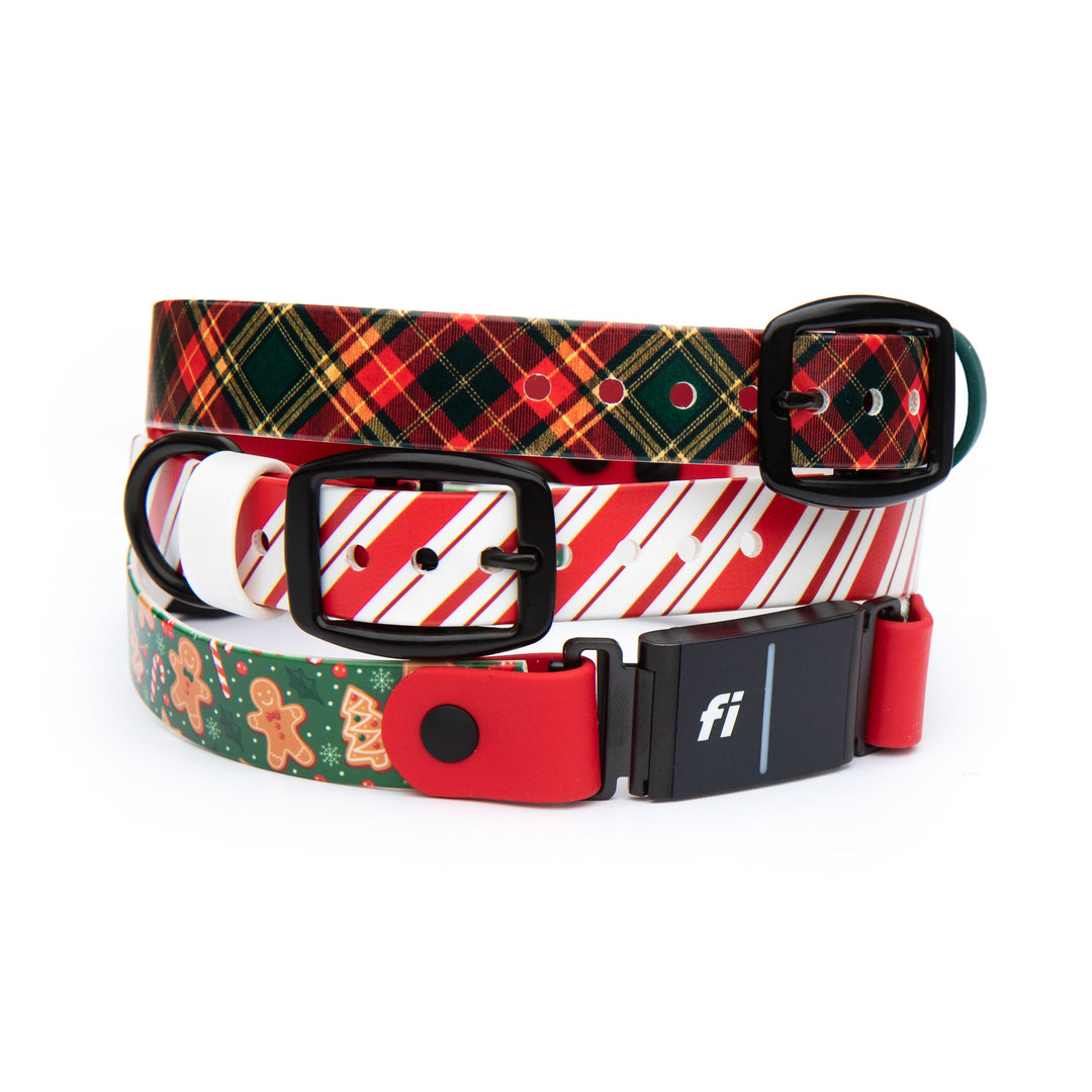 Christmas/Winter Fi Compatible 3/3+ UV-Printed BioThane® Classic Buckle Collar