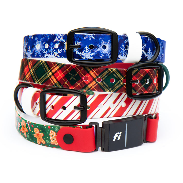 Christmas/Winter Fi Compatible 3/3+ UV-Printed BioThane® Classic Buckle Collar
