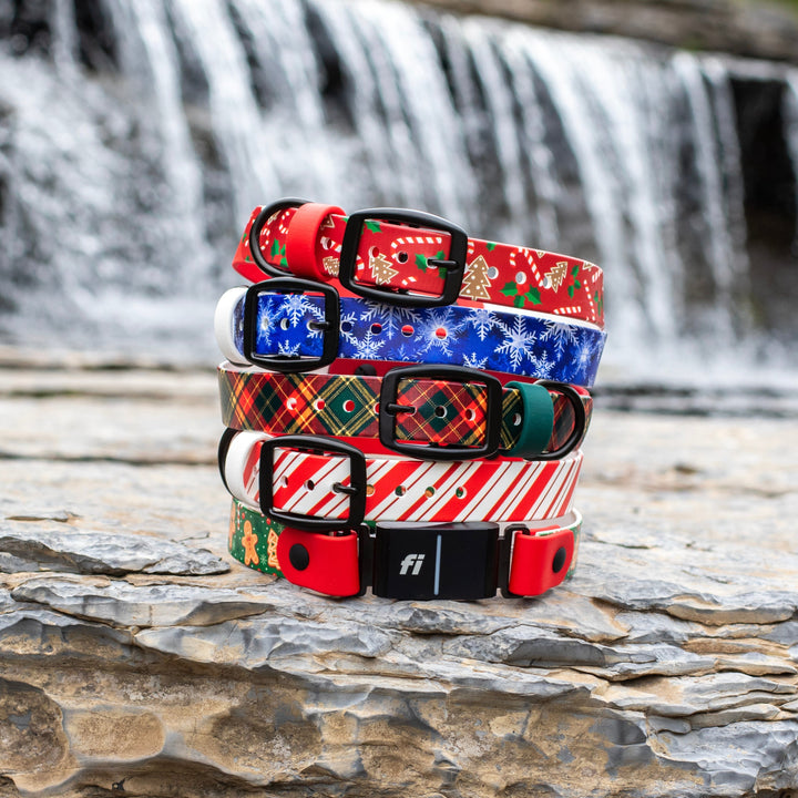 Christmas/Winter Fi Compatible 3/3+ UV-Printed BioThane® Classic Buckle Collar
