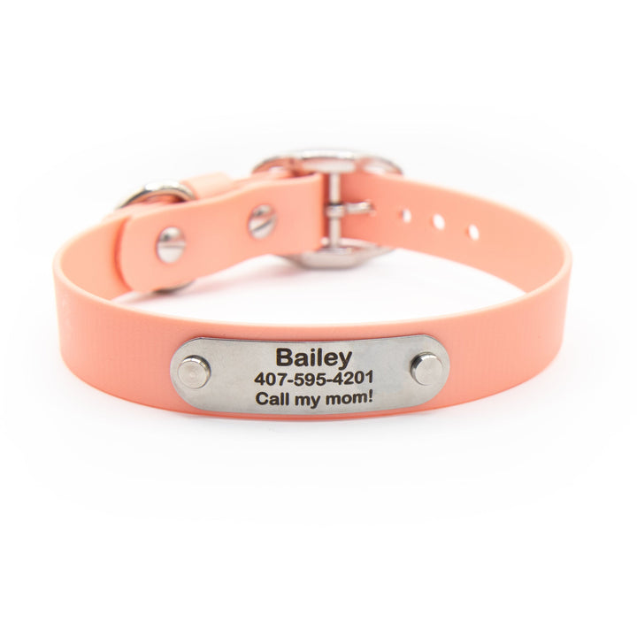 Rose Gold Waterproof BioThane® Collar With Stainless Steel Nameplate