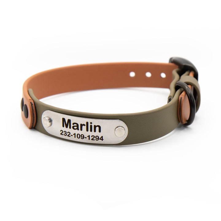 Two-Toned Waterproof BioThane® Collar With Stainless Steel Nameplate