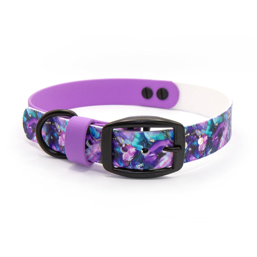 Purple Geode Waterproof Dog Collar | UV Printed Biothane® Pet Gear