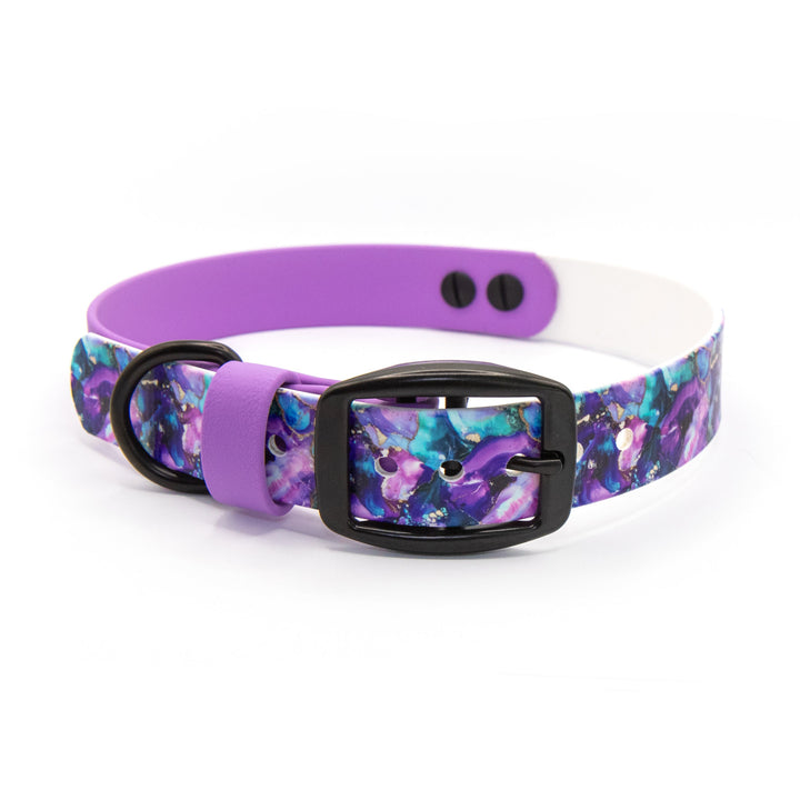 Purple Geode Waterproof Dog Collar | UV Printed Biothane® Pet Gear
