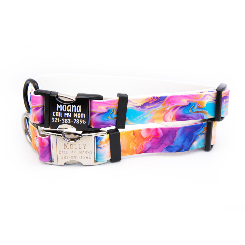 UV-Printed BioThane® Collars With Personalized Buckle | Waterproof Dog Gear