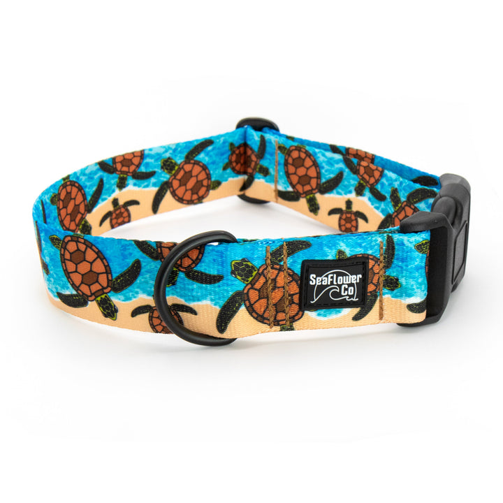 Dog collar with turtle pattern on a white background