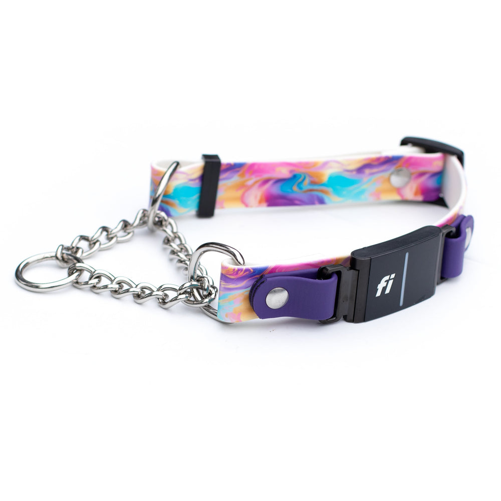 Fi Compatible 3/3+ Rainbow Leopard Adjustable Biothane Martingale With Buckle | SeaFlower Co