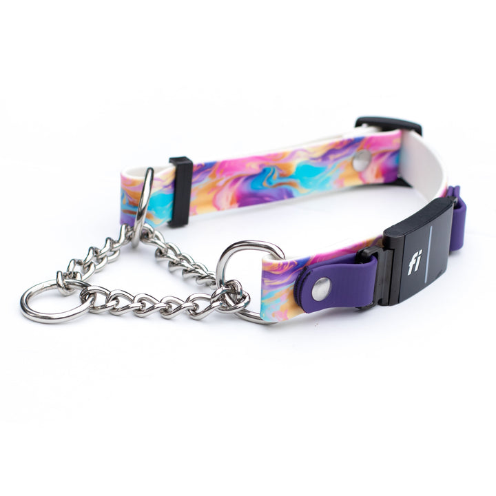 Fi Compatible 3/3+ Rainbow Leopard Adjustable Biothane Martingale With Buckle | SeaFlower Co