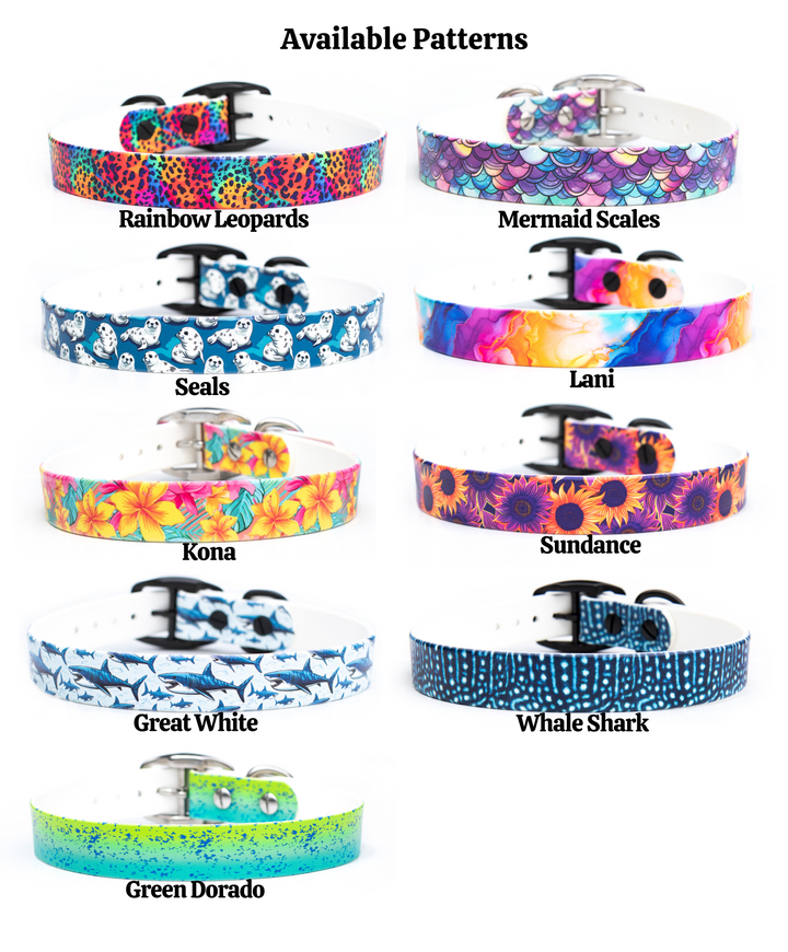 Adjustable Side Release Buckle Patterned BioThane® Collar