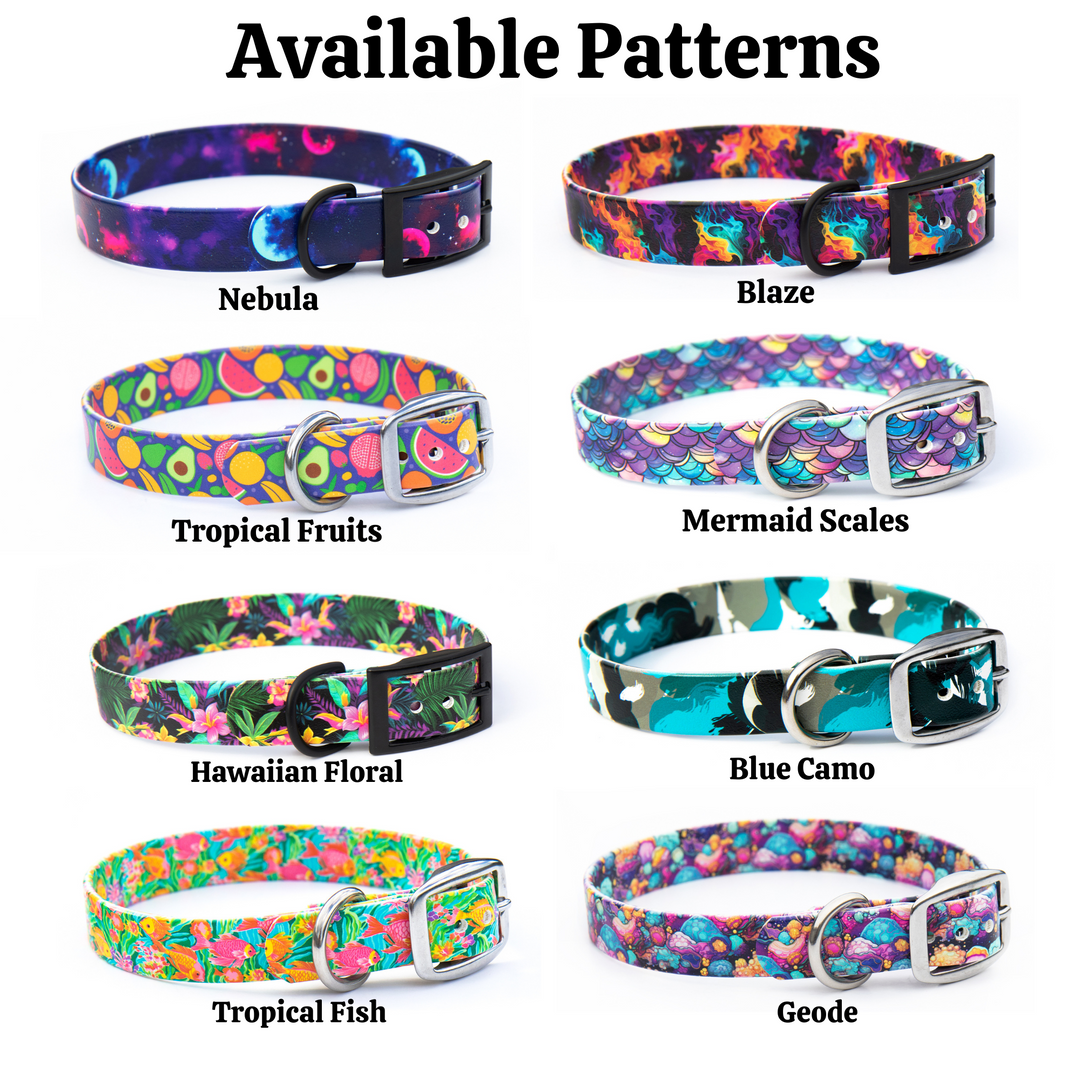 Fi Compatible 3/4" or 1" Patterned BioThane® Collars