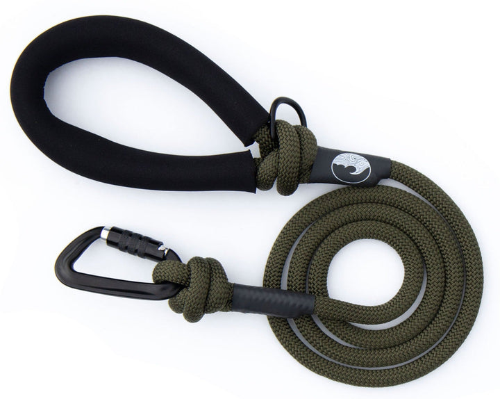 Army Green Rope Leash With Neoprene Handle | SeaFlower Co