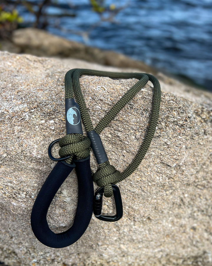 Army Green Rope Leash With Neoprene Handle | SeaFlower Co